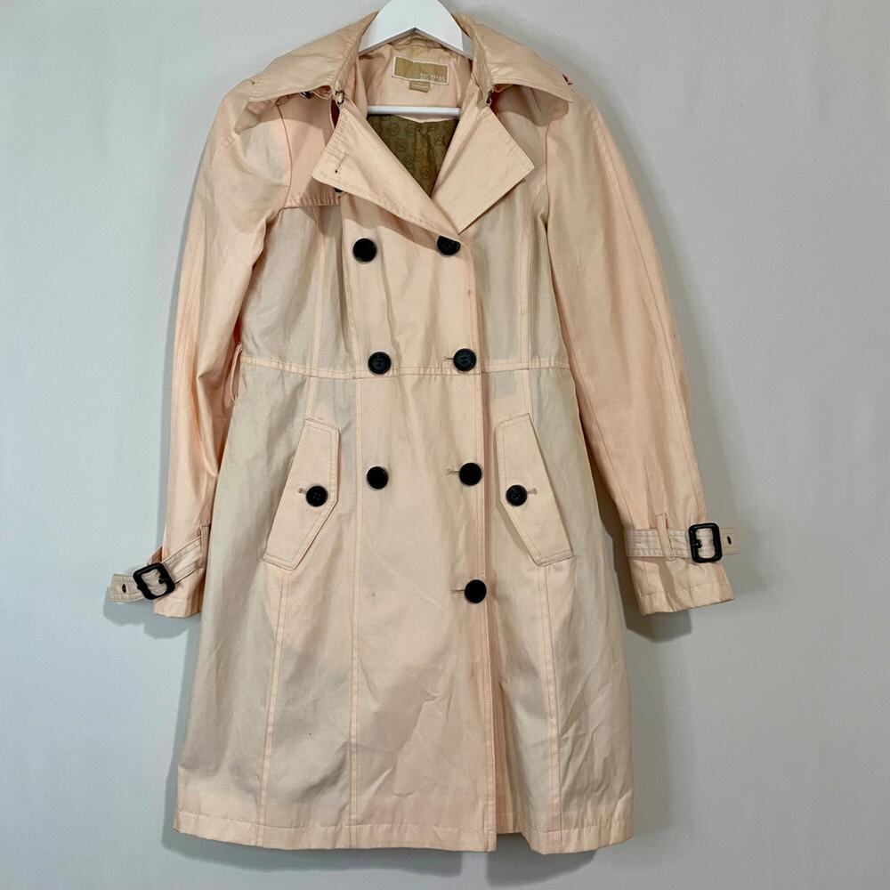Michael Kors Women's Trench Coat With Buttons Pink Size XS FLAW